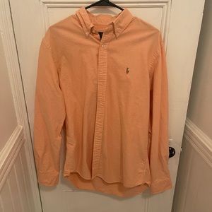 Ralph Lauren Men's Large Peach Button Down Shirt!